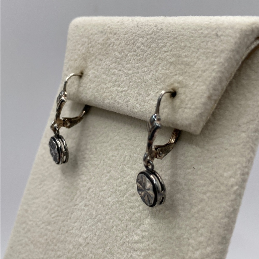 Vintage Beverly Hills Silver Sterling Silver 925 Faceted Leverback Drop Earrings - Picture 2 of 8